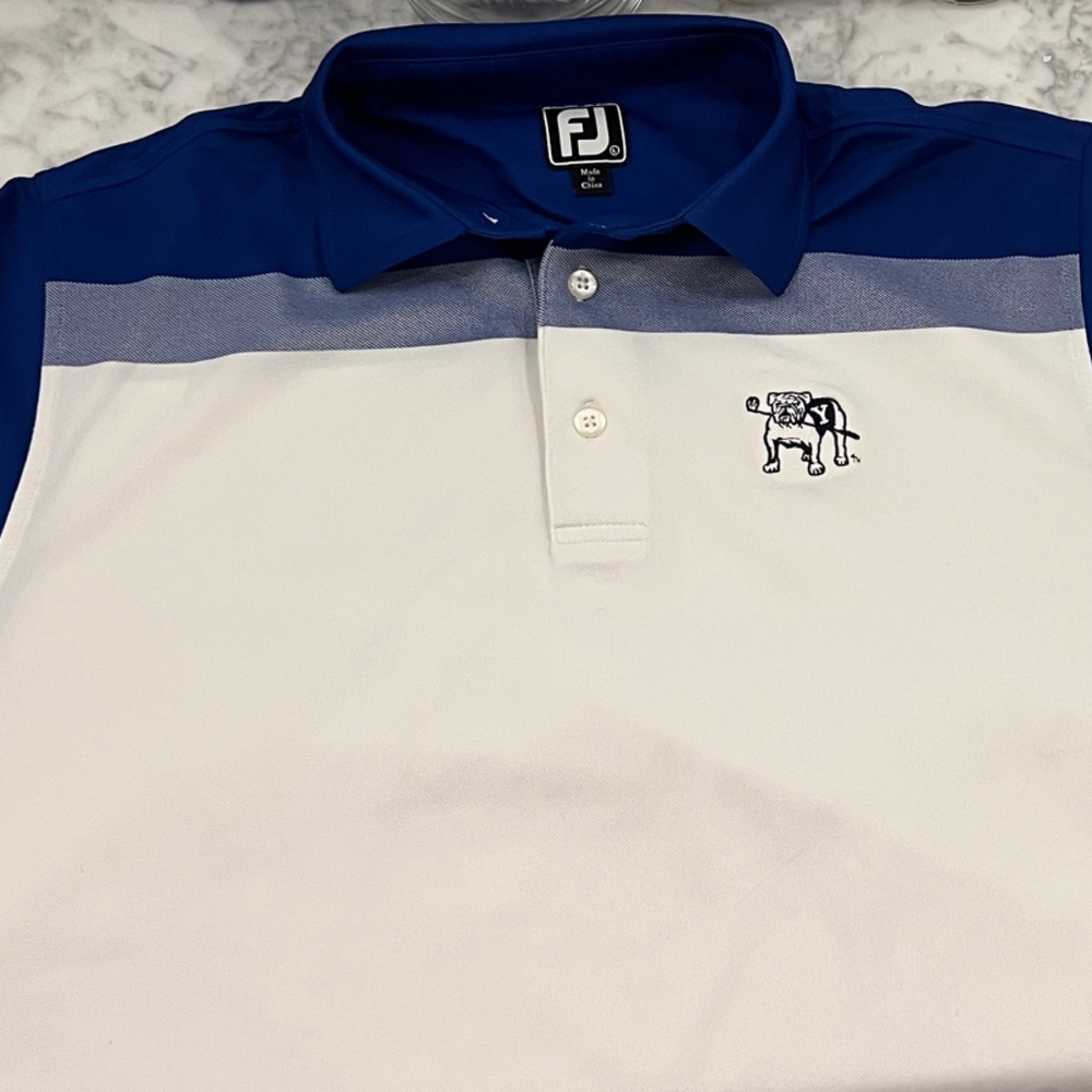 FootJoy Blue and White Men's Yale Bulldog Golf Polo Shirt